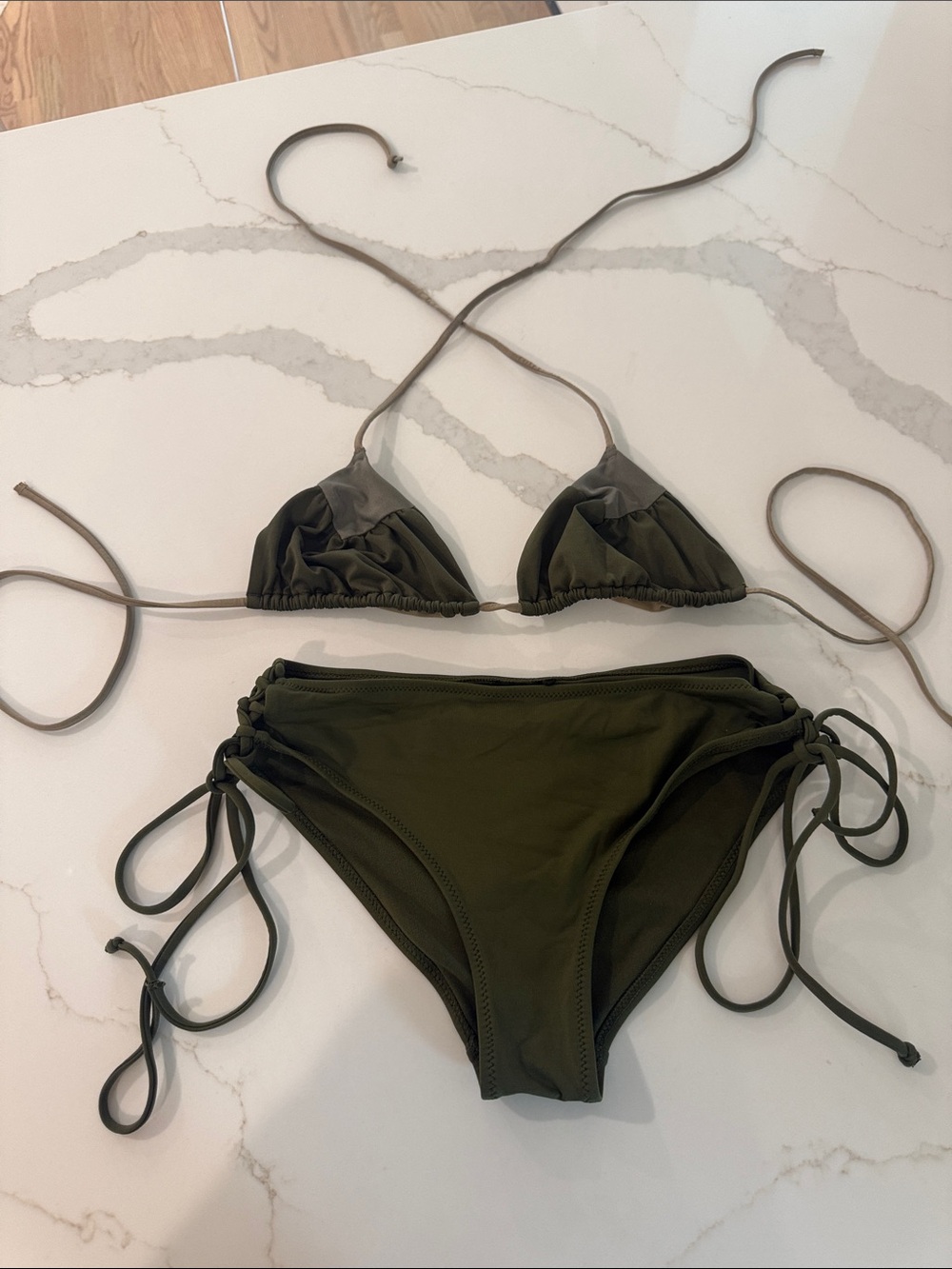 RVCA Olive Triangle Tie-Side Bikini Set